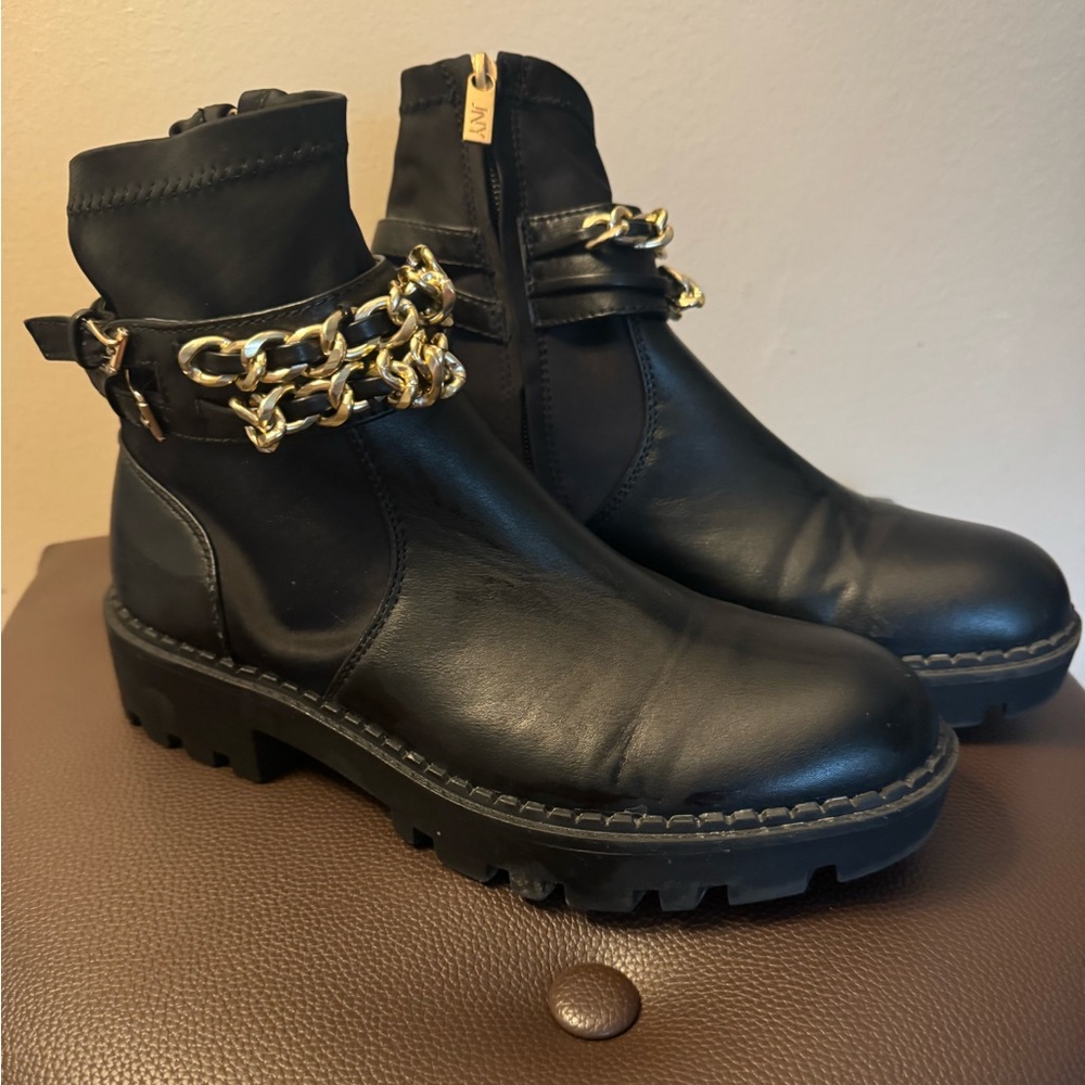Jones New York Booties with gold hardware detail